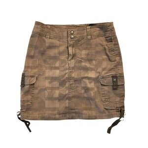 Kuhl Katerina Cargo Skirt Brown Plaid/Camo Womens Size 2 Outdoors Gorpcore